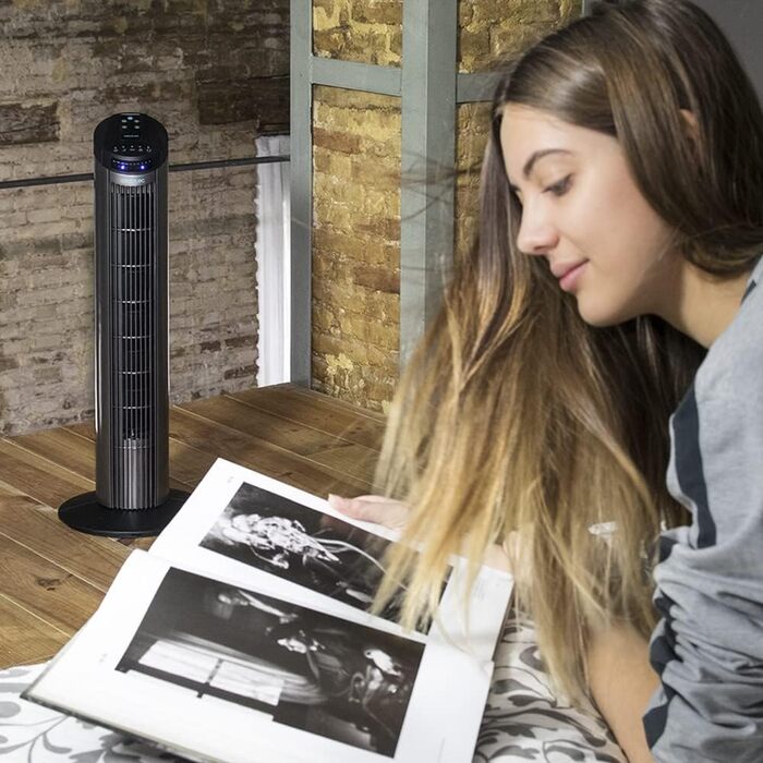 Вентилятор Cecotec Digitale Turm EnergySilence 890 Skyline, 50 Вт, 76 см, з таймером, пультом, мідний мотор, 3 швидкості, 3 режими, чорний