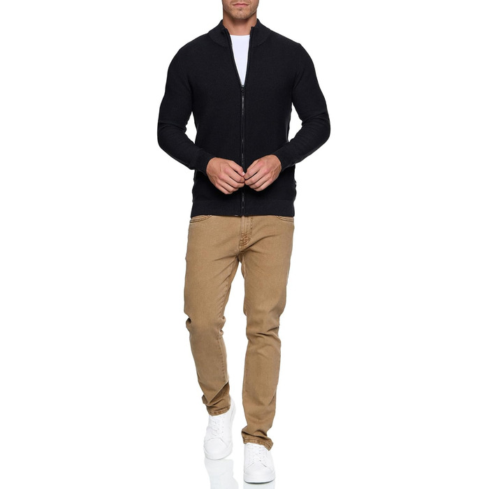 Чоловіча в'язана жилетка Indicode INWestmoon з коміром-стійкою | Жилетка з тонкого в'язання з бавовняної суміші, чорний колір