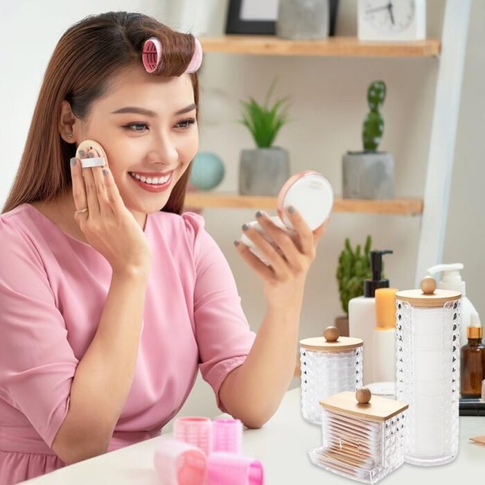 Організатор для ватних дисків та паличок: набір з 3 шт. з акрилу для ванної кімнати