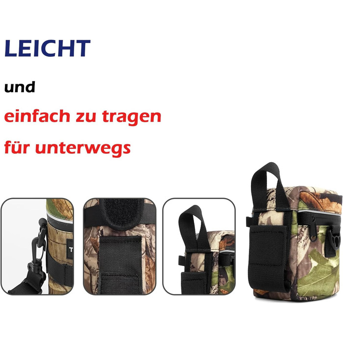 Чохол для об'єктива камери, нейлон, оливковий (XL 10.5x18.5 см, M 8.5x9.5 см)