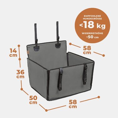Автокрісло для собак Wuglo Extra Stabiler – надійне, водонепроникне автокрісло для собак середніх розмірів до 18 кг, сірого кольору