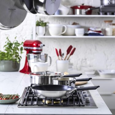 Пательня KitchenAid Edelstahl 28 см - 3-шарова конструкція з нержавіючої сталі, індукційна, для духовки, з ергономічною ручкою