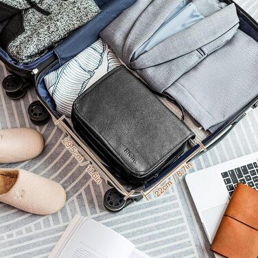 Чоловіча косметичка Elviros з PU-шкіри, 3 в 1, велика, водонепроникна, для подорожей, чорна