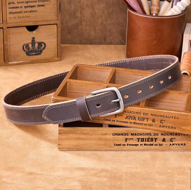 Чоловічий шкіряний ремінь BELTER 38 мм з подарунковою коробкою, коричневий. Підходить для розміру талії 32W-35W (довжина 105 см)