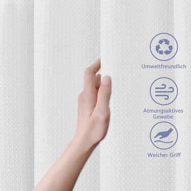 Шторка для душу Waffel з магнітами, текстиль, поліестер, 183x183 см (зелена)