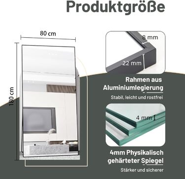 Aufhellender Standspiegel mit Metallrahmen