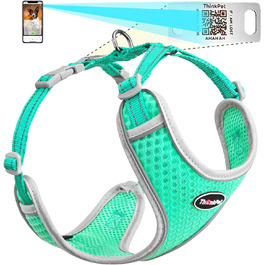 Відбиваюча нашийник для собак ThinkPet з Air-Mesh, QR-кодом, для цуценят та собак середніх розмірів, блакитно-зелений, 