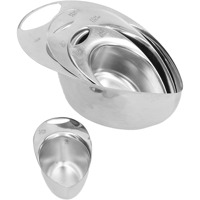 EVTSCAN Measuring Cups, 4-Piece Set, Stainless Steel Measuring Spoons, Measuring Cups Kitchen Cooking Utensil for Bakery Home