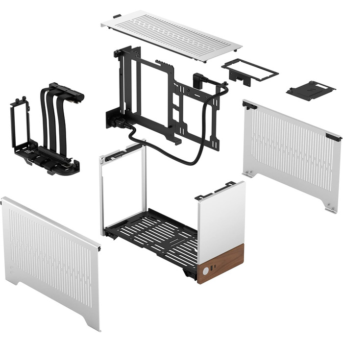 Корпус для ігрового ПК Fractal Design Terra Wood Walnut - mITX, PCIe 4.0, USB Type-C, анодований алюміній (срібло)