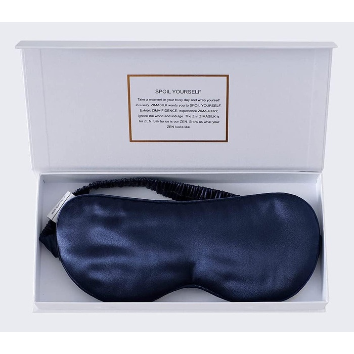 Маска для сну ZIMASILK з 100% чистої шовкової нитки малини (22 Momme), м'яка та зручна, темно-синього кольору