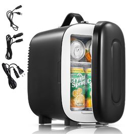 Міні холодильник FOHERE 5 літрів, 12V/220V, USB, для кімнати, офісу, авто. Тихий, для косметики, фруктів, напоїв, чорний