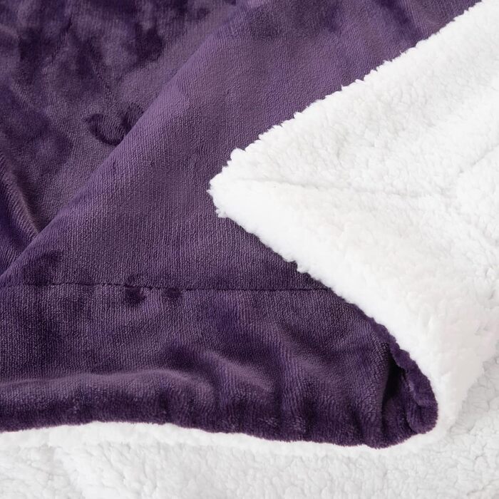 Плед Sherpa баклажан, 150 x 200 см - теплий та м'який плед для дому, дивана та крісла