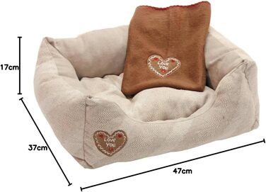Ліжко для домашніх тварин Kerbl LOVE YOU, бежеве, 47x37x17 см / 50x40 см