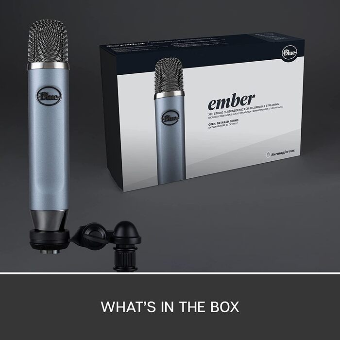 Конденсаторний мікрофон Blue Ember XLR для запису та стрімінгу, сірий + адаптер для стійки