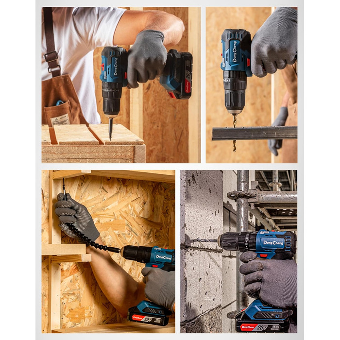 Акумуляторний ударний дриль-шуруповерт DongCheng 18V 50Nm, безщітковий, комплект 19 шт.