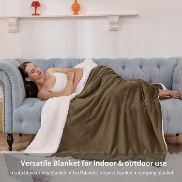 Aisbo Плед теплий та м'який з флісу Sherpa, 150x200 см, XL, теплий плед для дивана, кашеміровий, коричневий