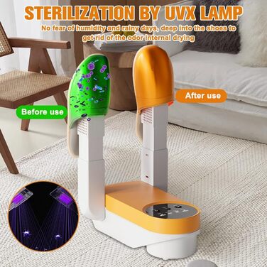 Електричний сушильник для взуття та рукавичок: телескопічний, з таймером, для взуття, черевиків, гірськолижних черевиків (помаранчевий)