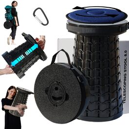 Зручний розкладний стілець Alevmoom з подушкою, телескопічний, для риболовлі та відпочинку на природі, чорний (50см, 450кг)