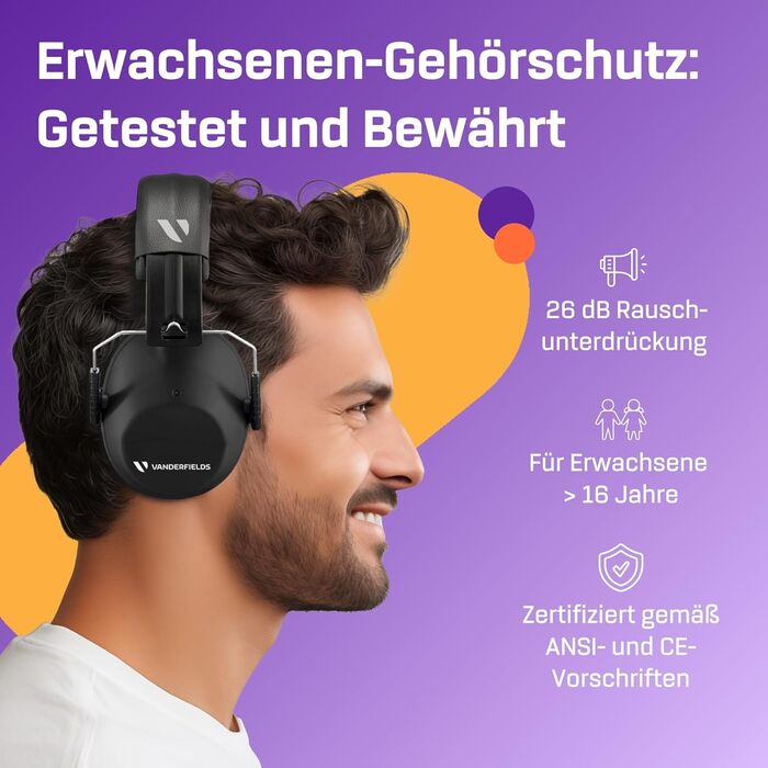 Навушники захисні Vanderfields Premium - шумопоглинаючі, 33.2 dB, рожеві (Midnight Black, 2 шт.) для дорослих та підлітків