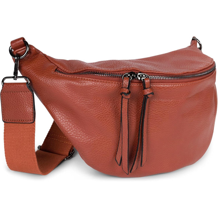 Сумка жіноча styleBREAKER на плече та через тіло Cognac велика, 37x17 см. Кросбоді, з регульованим ремінцем та двостороннім замком