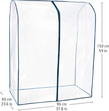 Tatkraft BIG Garment Rack Cover, Clothes Rack Cover, Plastic, Transparent, 2 Zippers, Extra Wide, cm (L96)