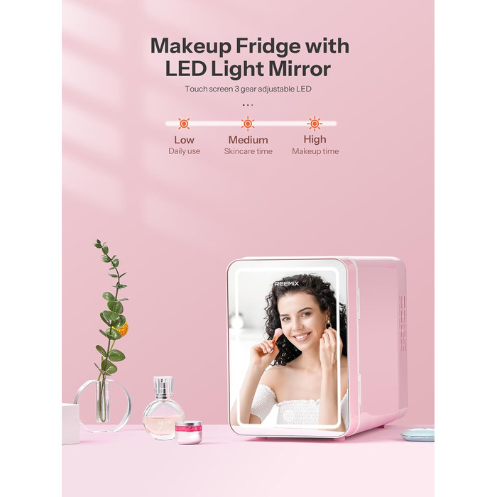 Міні-холодильник 6 л, 9 банок, портативний кулер/грілка, рожевий (дзеркальний)