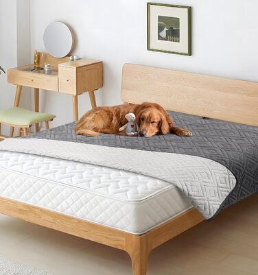 Водонепроникний килимок для собак, антиковзкий та пральний, ковдра для собак та котів, захист дивану від шерсті та подряпин, ідеально підходить для дивану, ліжка, автокрісла (Сірий, 97×190см) (170x210см)