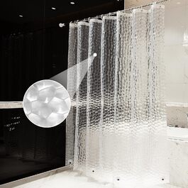 Штора для ванної OTraki напівпрозора 180x200 см, антигрибкова, миється, з EVA, водонепроникна 3D штора для душу з 12 кільцями, без ПВХ