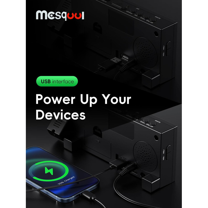 Цифровий будильник з проєктором та великим LED-дисплеєм, Mesqool