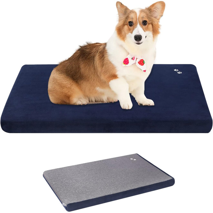 Кросер Лежанка для собак середнього розміру, 76x51 см, двостороння, блакитна. Підходить для собак та котів до 20 кг. Лежанка для собак, лежанка для котів, лежанка для тварин.