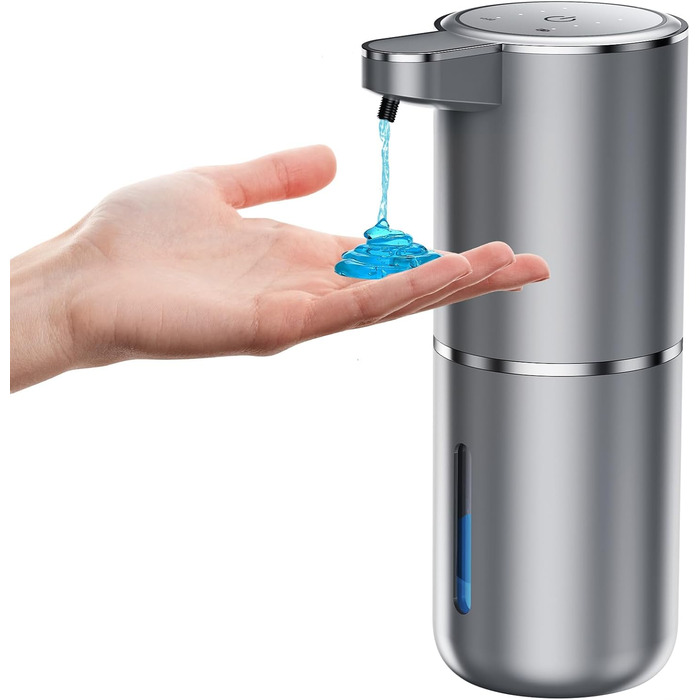 Automatic Soap Dispenser Wall Mount with Sensor Infrared, 380ml Electric Soap Dispenser No Drilling with USB Rechargeable, IPX5 Waterproof for Bathroom Toilet Kitchen - Silver