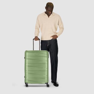 Чемодан REDOLZ Hartschalen Essentials 10: великий, XL, 76 см, з поліпропілену, 4 колеса, TSA, зелений металік