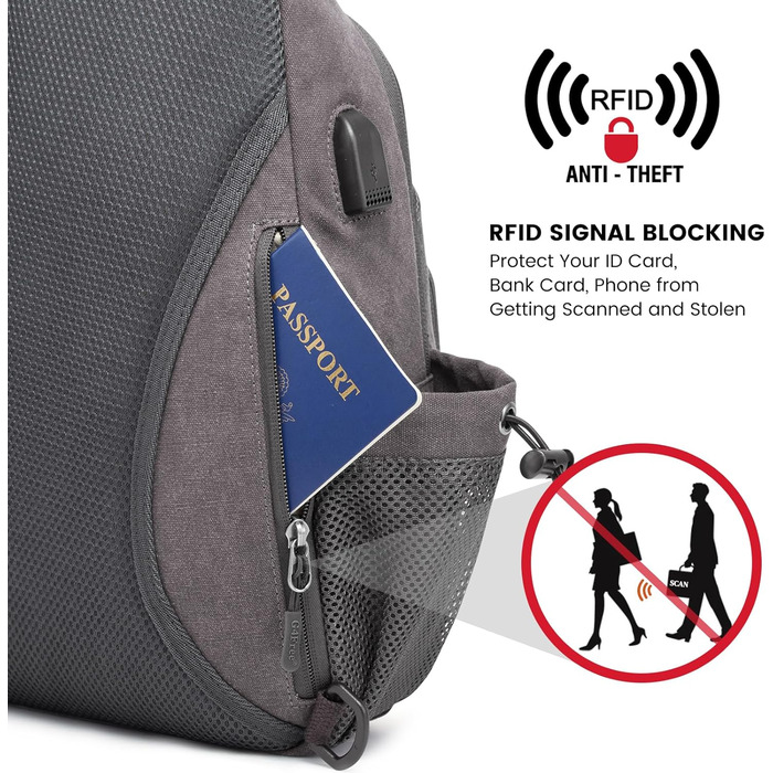 Сумка через плече G4Free на канвісі (Dunkelgrau) - для подорожей, хайкінгу, бігу, альпінізму