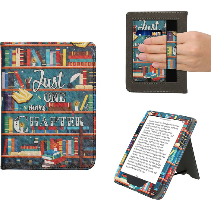 Чохол kwmobile Flip Cover для Kobo Clara BW/Clara Colour/Tolino Shine (5) / Shine Color з петлею для руки, мотив 