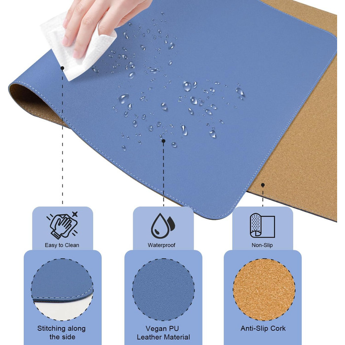 Підкладка під клавіатуру та мишу BLESWIN, антиковзаюча, 90x43 см, синій колір