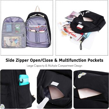 Чорний рюкзак FANDARE для школи, подорожей, універу та повсякденного використання (для хлопців та дівчат, підлітки)