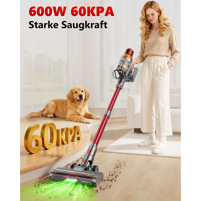 Бездротовий акумуляторний пилосос X10 з зарядною станцією та анти-заплутувальною насадкою для твердих підлог, килимів та шерсті тварин (75 хвилин роботи)