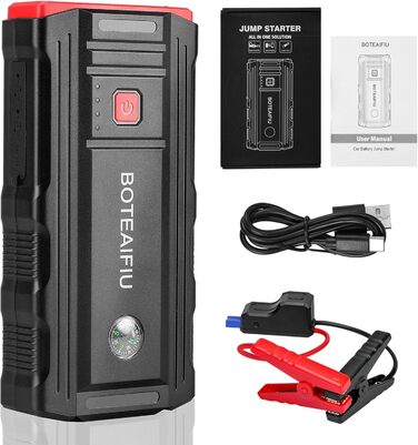 Powerbank для пуску автомобіля BOTEAIFIU Starthilfe 3000A: для бензинових двигунів до 8.0L, 12V, з LED-ліхтариком, для SUV, мотоциклів, ATV та газонокосарок