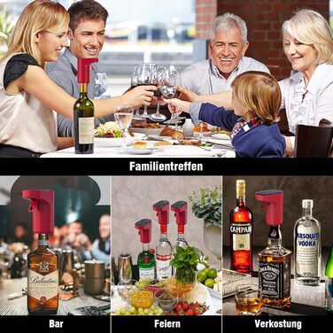 Electric Wine Decanter, Aerator, Dispenser, Pourer, Whisky Liqueur Pump, Funny, Unique, Birthday Gift, Men, Women, Mom, Dad, Boss, Brother, Husband (Red)