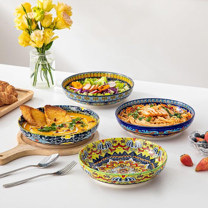 Набір супових тарілок Vancasso (6 шт) з порцеляни, 840 мл – для супу, салату, рамену, мюслі, пасти та десерту