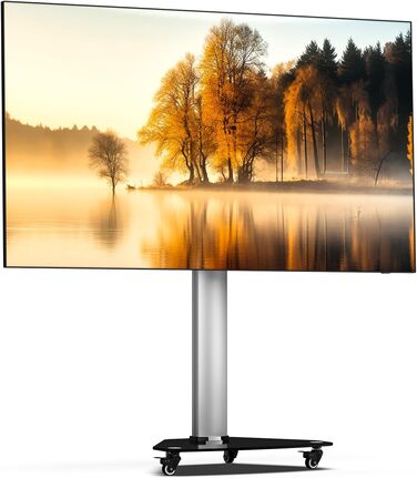 Підставка для телевізора XTRARM Proton 300 з полицею, розетками, USB-портами, VESA 191см, для телевізорів 32-75 дюймів, 40 кг, алюміній, скло, срібло