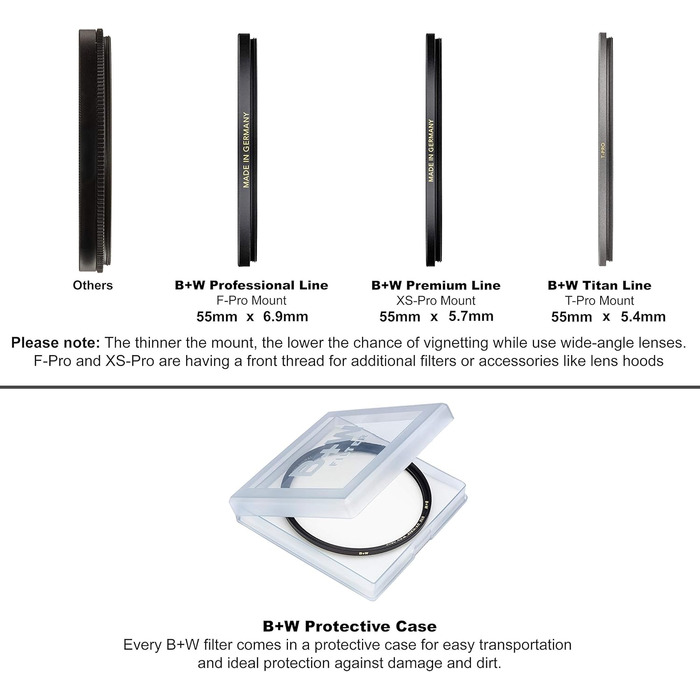 Фільтр B&W 010 UV-Haze- und Schutz-Filter 55mm T-Pro з покриттям Titan-Finish та MRC Nano (16 шарів)