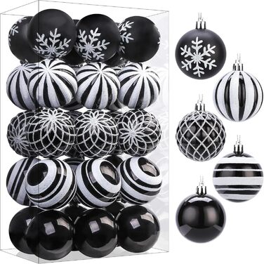 Декоративні кулі для ялинки Shareconn 30 шт., 60 мм (червоний & золотий, чорний & білий)