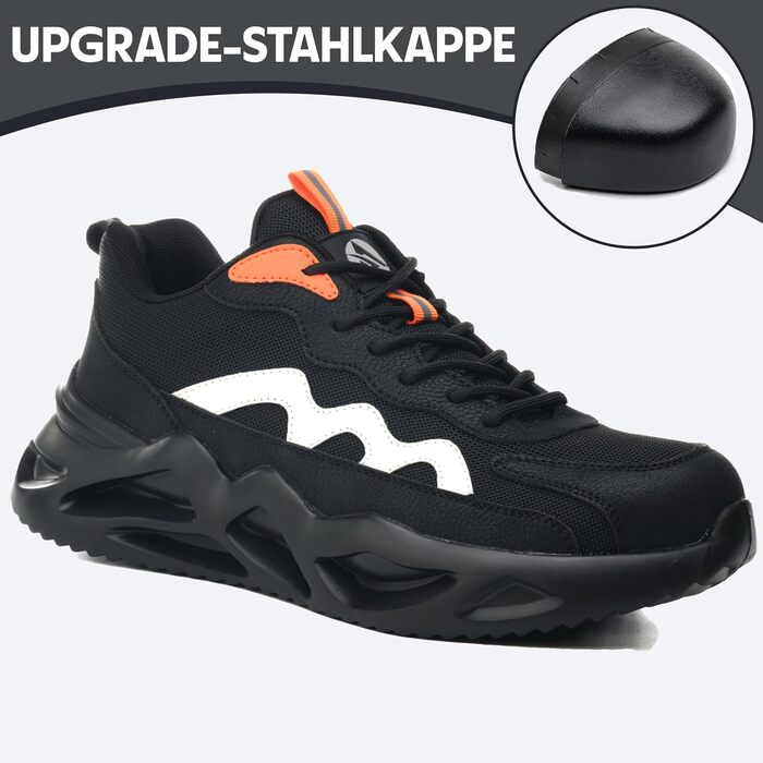 Черевики робочі чоловічі/жіночі. Легкі спортивні захисні черевики з металевим підноском. Дихаючі, неслизькі. Розміри EU 37-46 (40 EU, чорний)