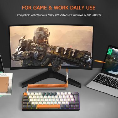 ZIYOU LANG T60 Pro: Механічна клавіатура та миша для геймінгу з RGB підсвічуванням (60% layout, UK QWERTY)