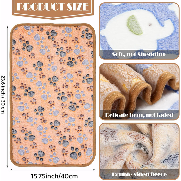 М'яка ковдра для собак та котів Sinmoe 12 шт. (40 x 60 см) з принтом лапок, кісток, зірок, слоників
