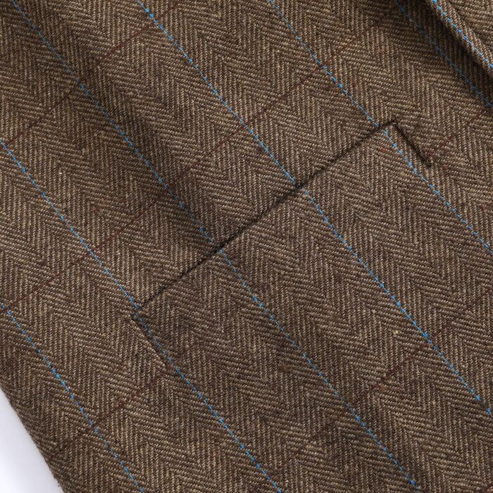 Жилет чоловічий в клітинку 'Риб'яча кістка' – костюмний жилет, коричневий (L)