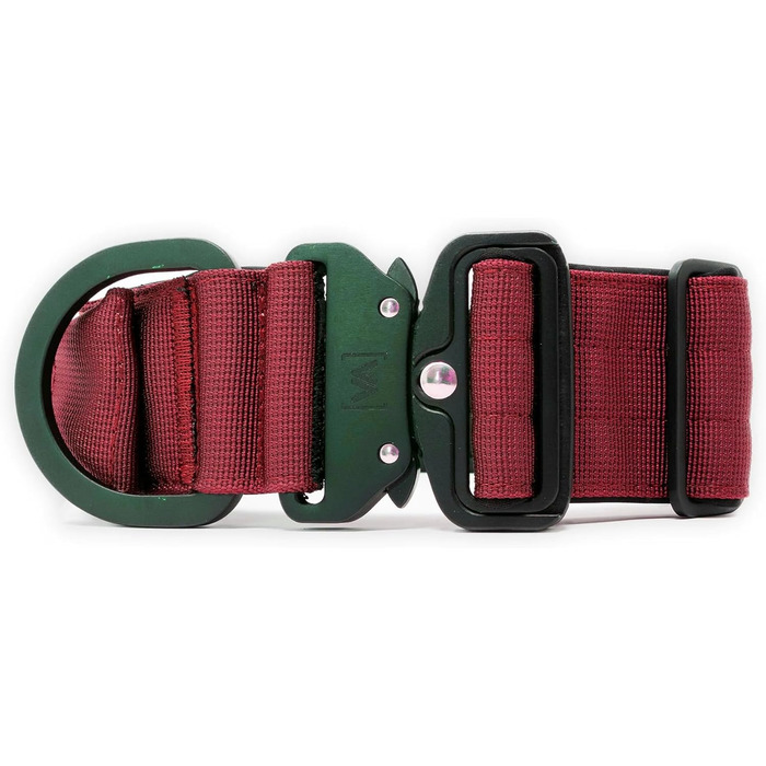 Тактичне нашийник для собак, 5 см: міцний нейлон, магнітна ручка, запобіжна застібка, для великих собак (5 см/L = 45-60 см, Бордовий)