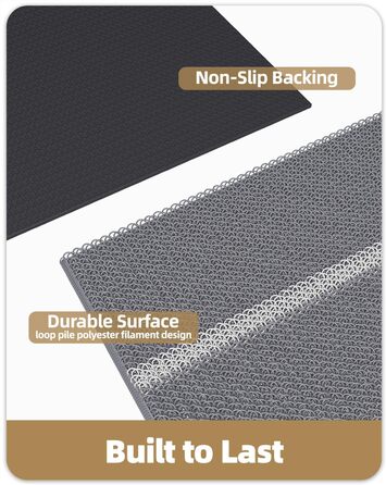 Килимок для дому та вулиці 43.5 x 75 см, сірий. Не слизький, стійкий до погодних умов, легко миється. Підходить для входу, собак, саду.