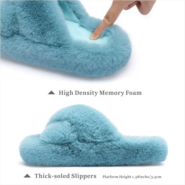 Жіночі домашні тапочки Chantomoo з піною пам'яті, м'які, з штучним хутром, зручні сліпони для дому та спальні, подарунок (42/43 EU, Зелений хрест)